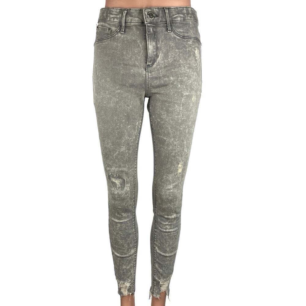 River Island Gray Acid Wash Mid Rise Cotton Stretch Denim Skinny Jeans Size 28